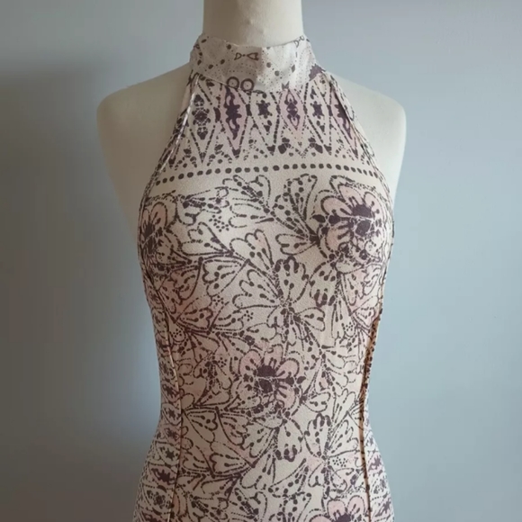 FREE PEOPLE Madagascar print sleeveless halterneck top size XL - Picture 1 of 8
